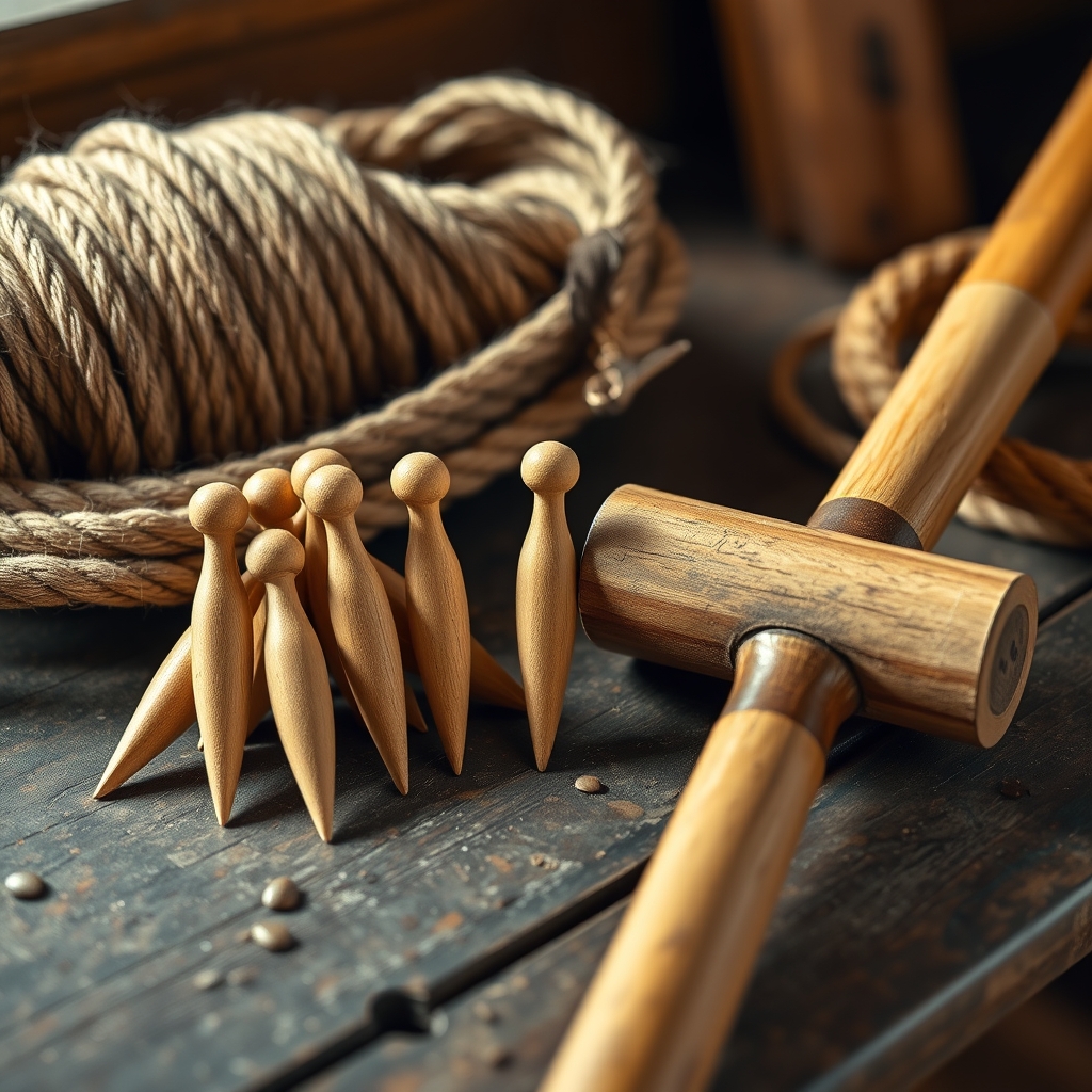 Pegs and mallet