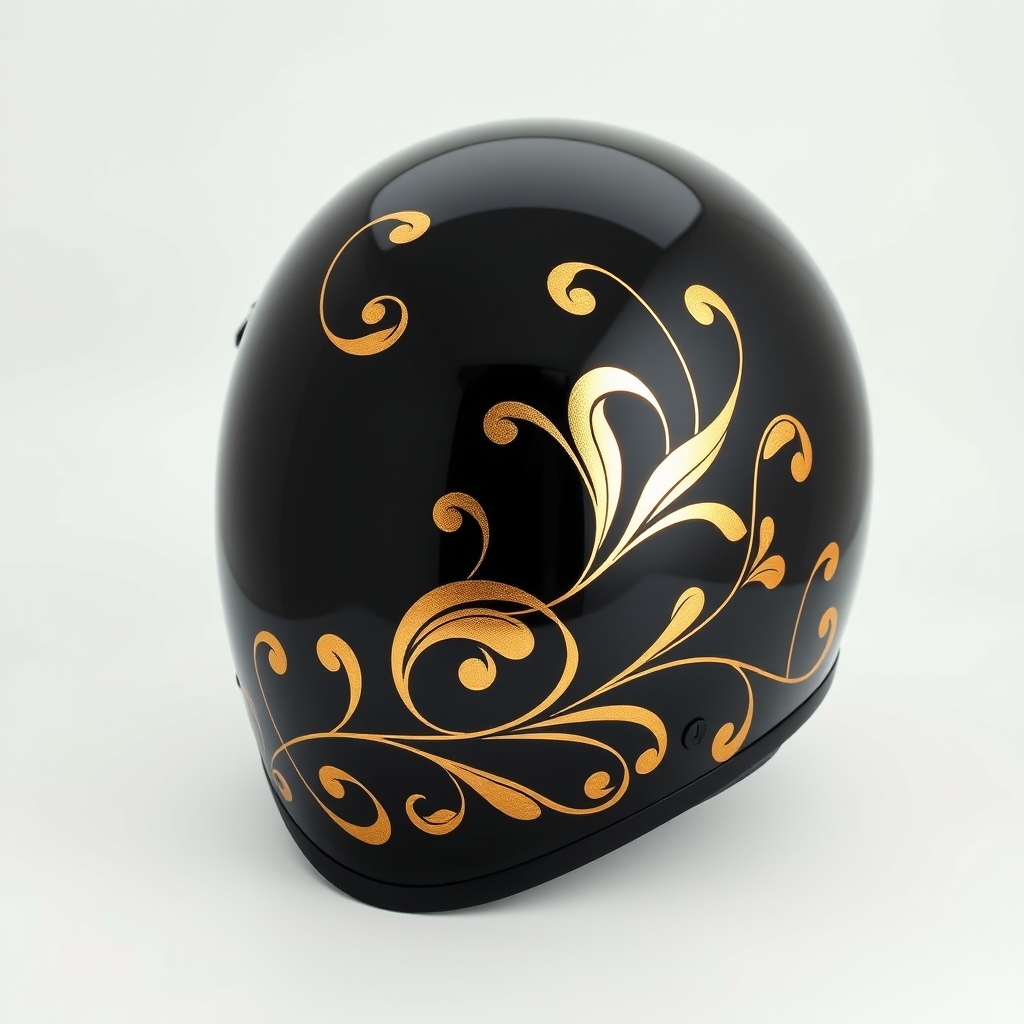 Gold leaf and pinstripe helmet