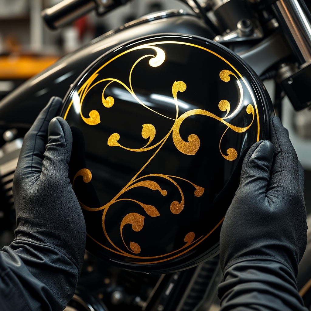Gold leaf scrollwork on a cover