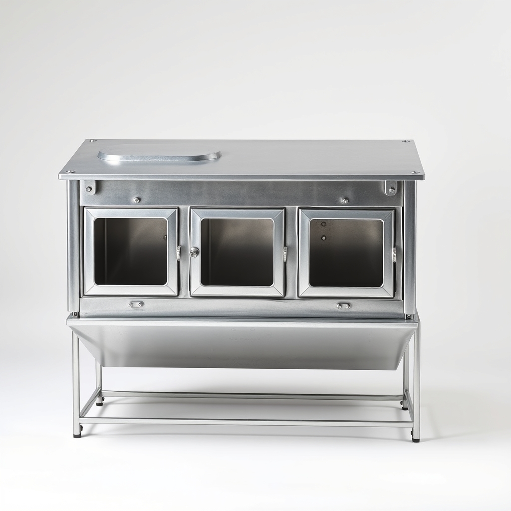 Three-bay galvanised nest box