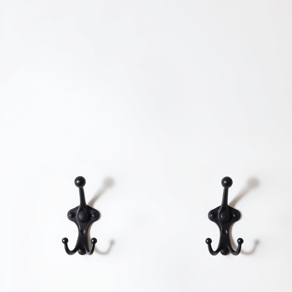 Cast iron coat hooks, four