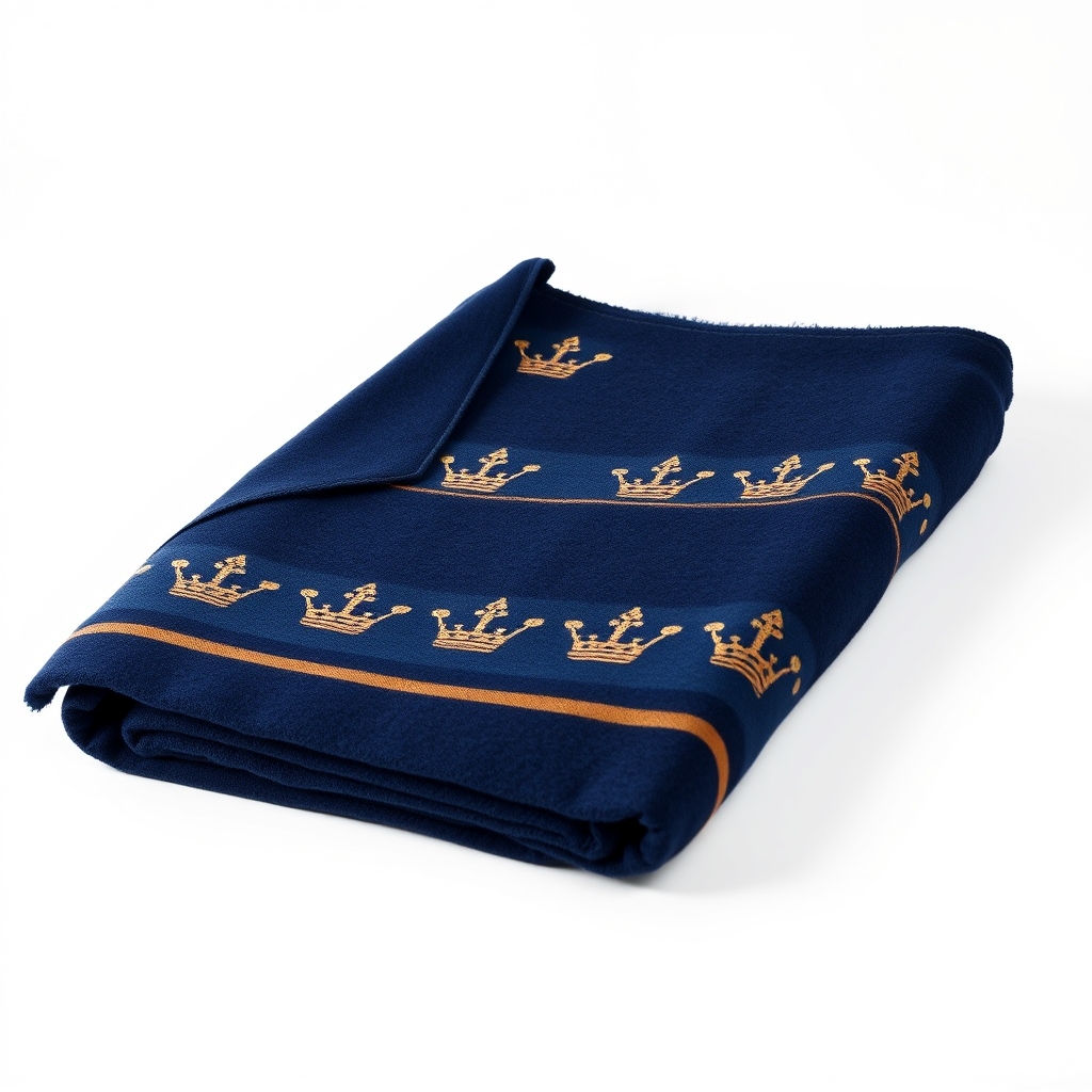 Crown wearing blanket, indigo