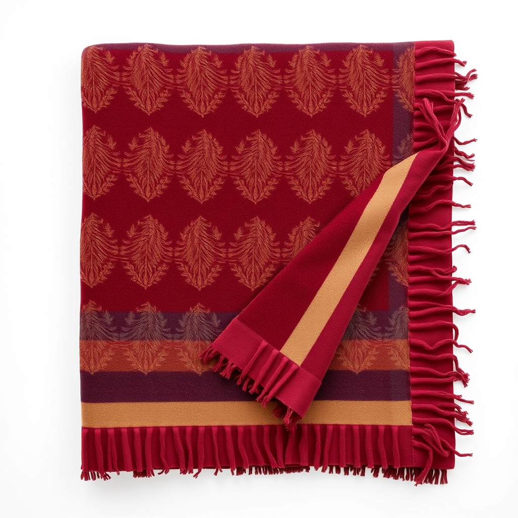 Fern wearing blanket, oxblood