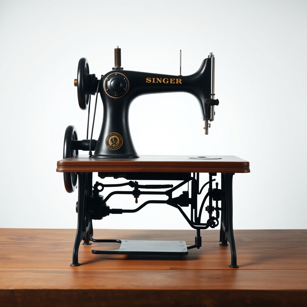 Restored treadle head in its cabinet