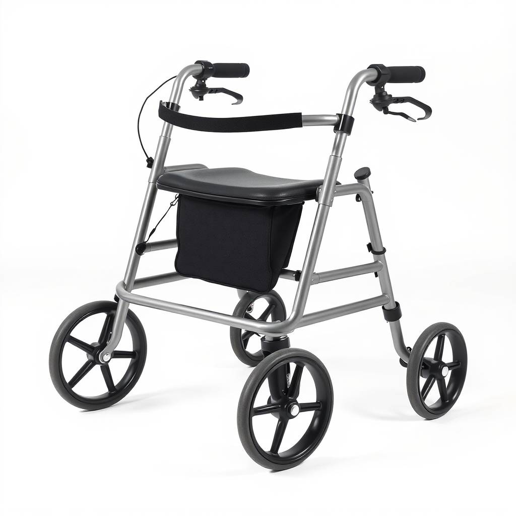 Four-wheel walker with seat