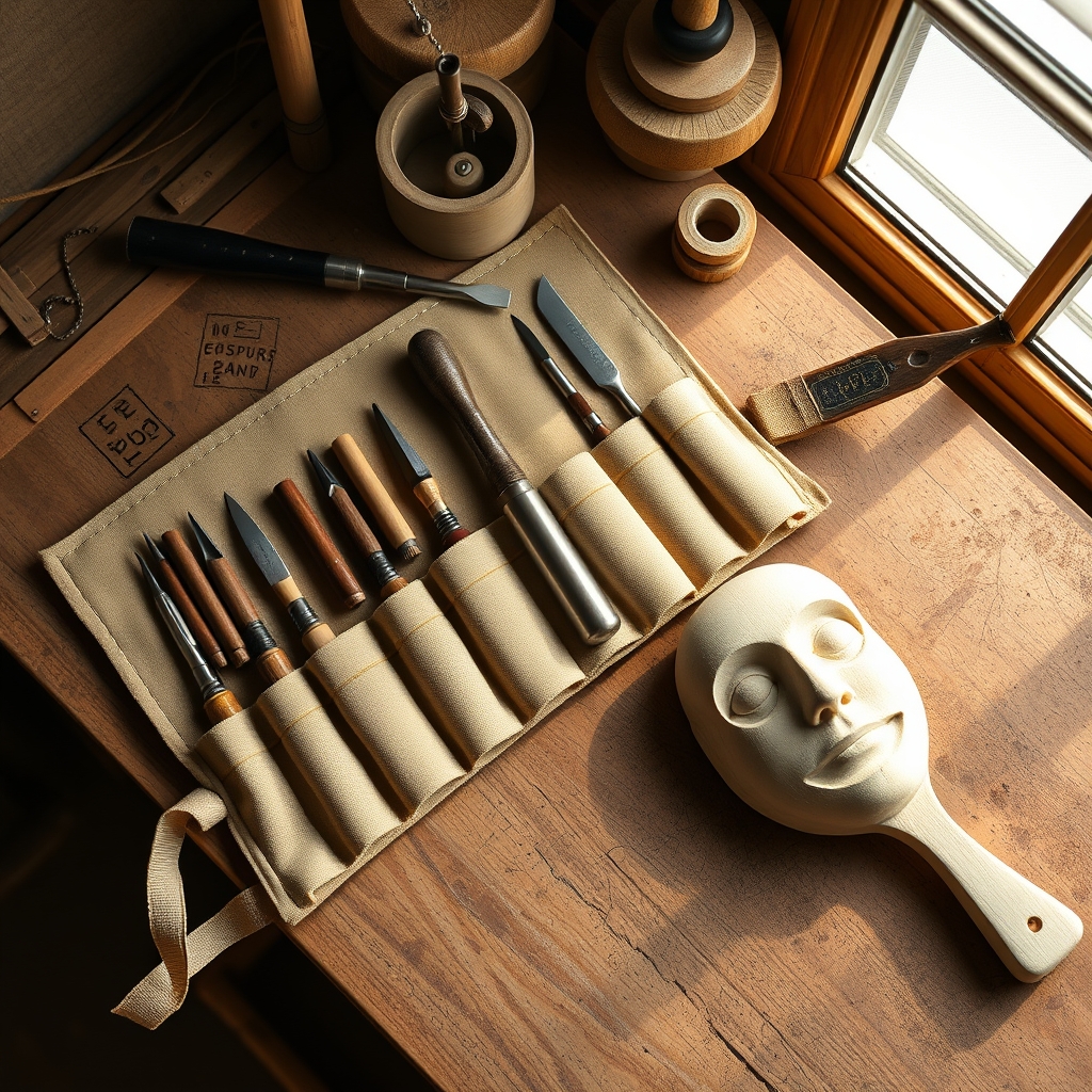 Carving the head from jelutong