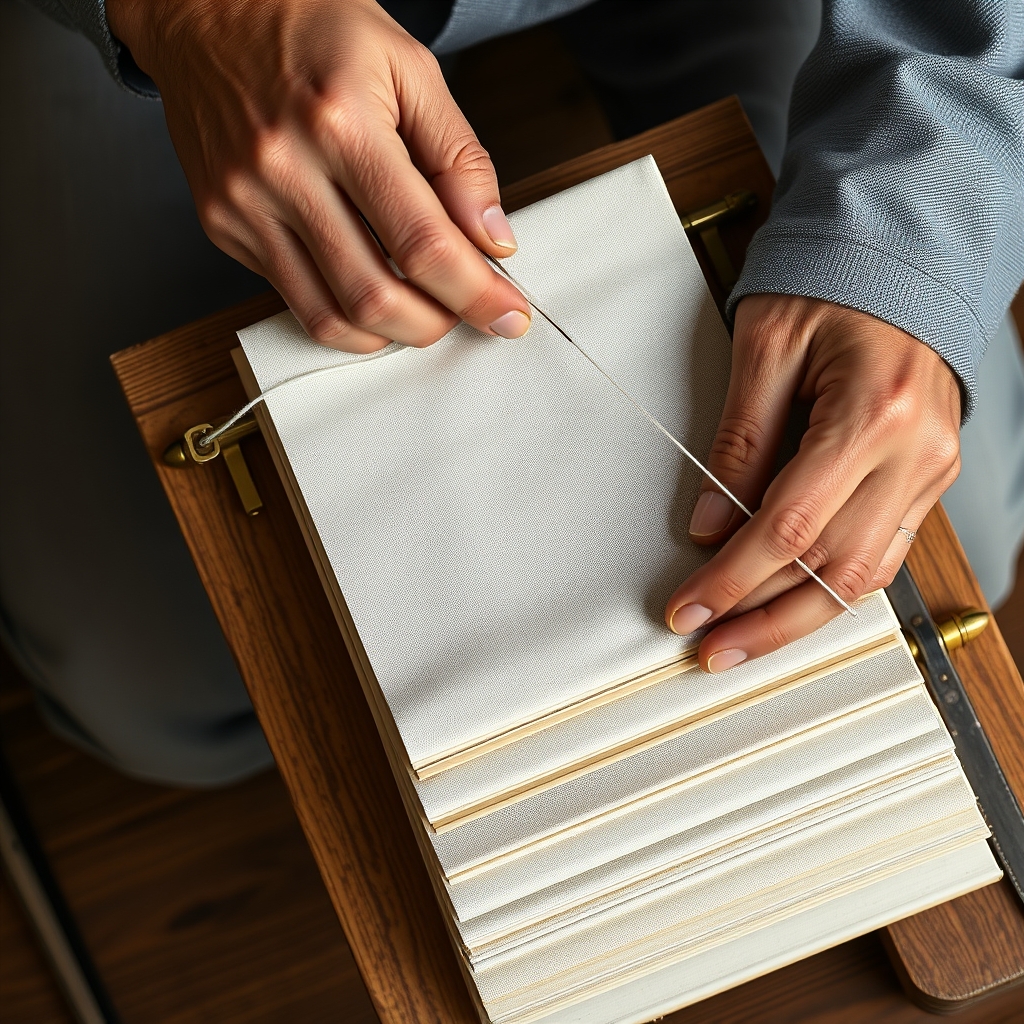 Nine sections onto linen tapes