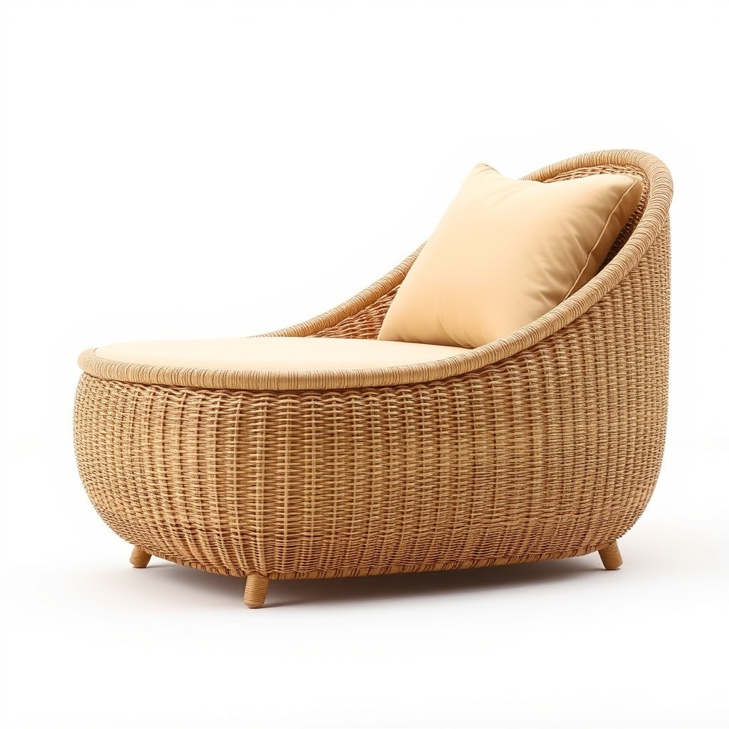 Curved Rattan Lounger