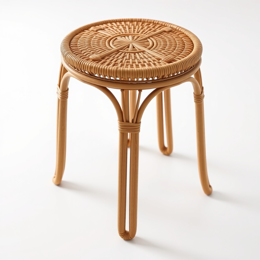 Round Cane Stool