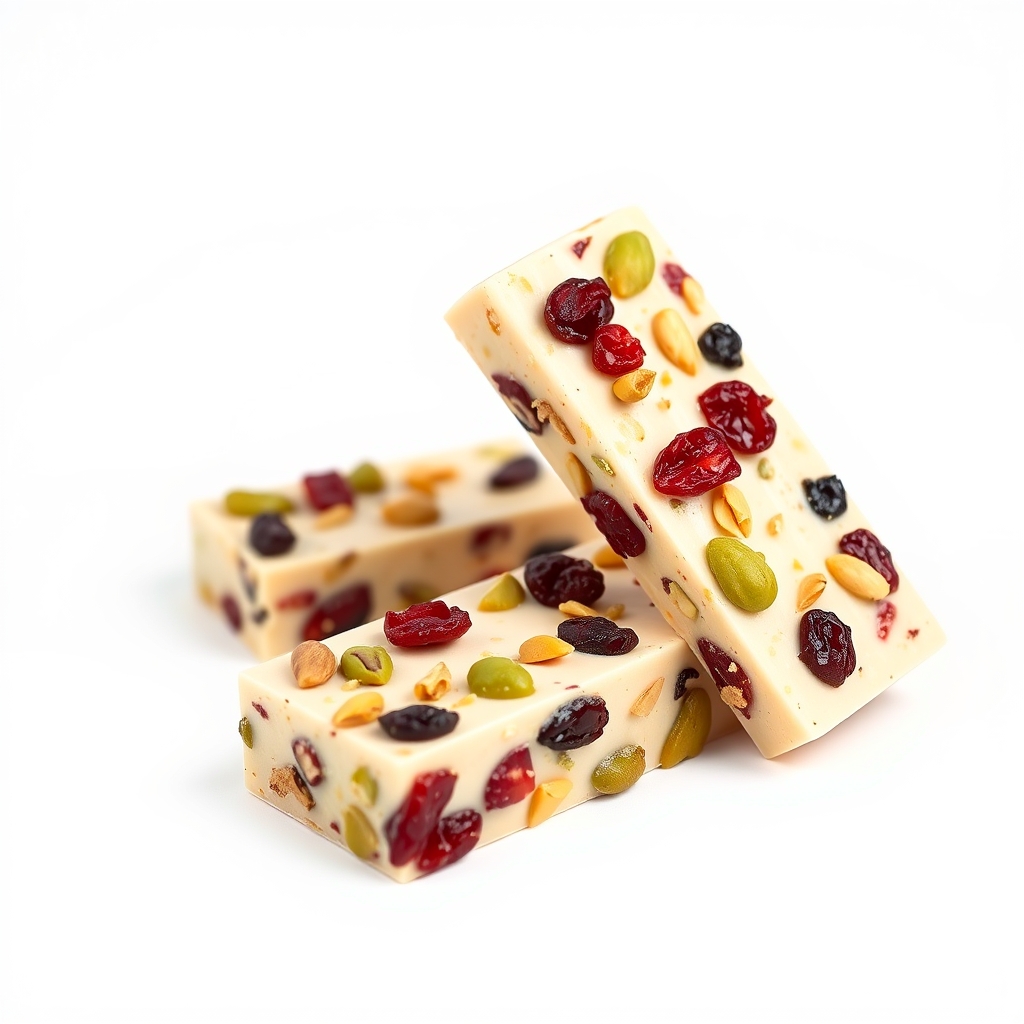 Pistachio & cranberry nougat, 250 g slab
