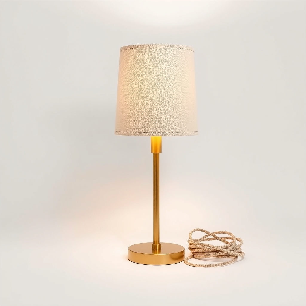 Reading lamp, brass and canvas