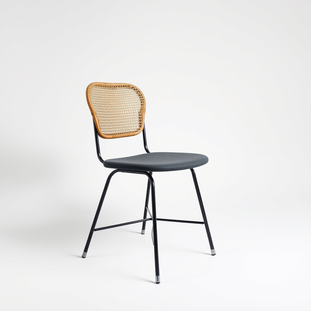 Desk chair, cane and steel
