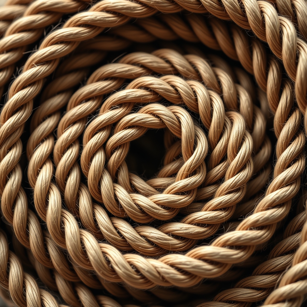 Jute rope, hand-coiled